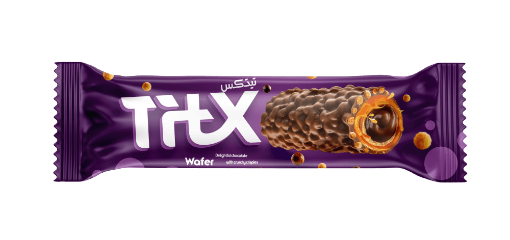 Wafer with hazelnuts cream, caramel, crisp and chocolate 