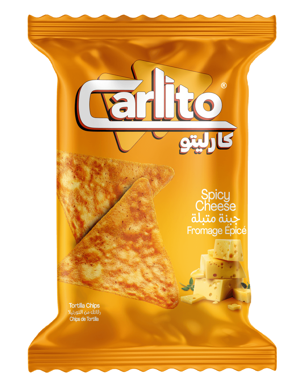 Tortilla chips with spicy cheese flavor